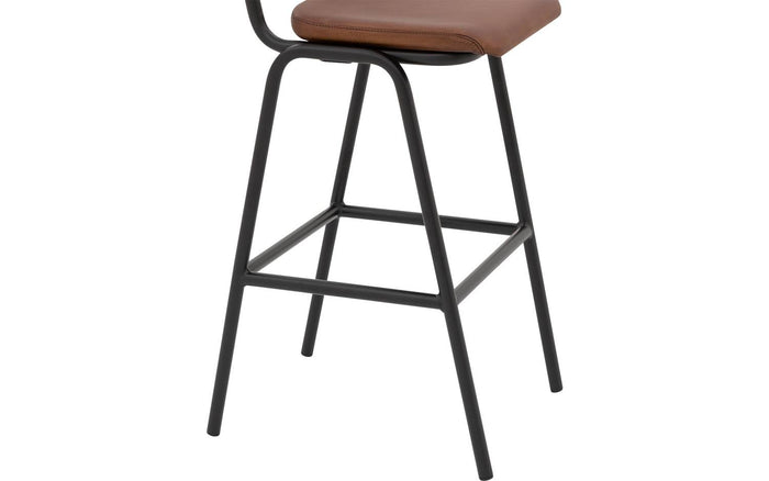 Goossens Barstoel Chaplin - bruin Leder zonder armleuning