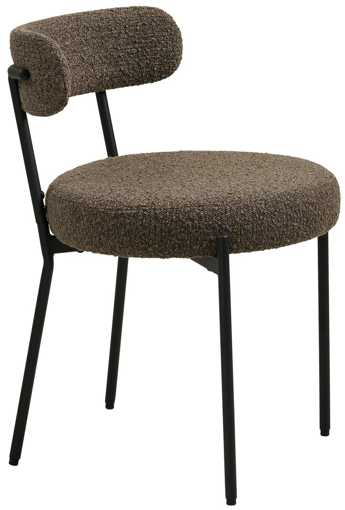 House Nordic Badalona Bruin Bouclé Eetkamerstoel