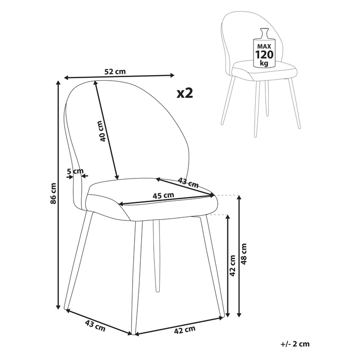 Beliani - ELOY - Eetkamerstoel set van 2 - Donkergroen - Corduroy