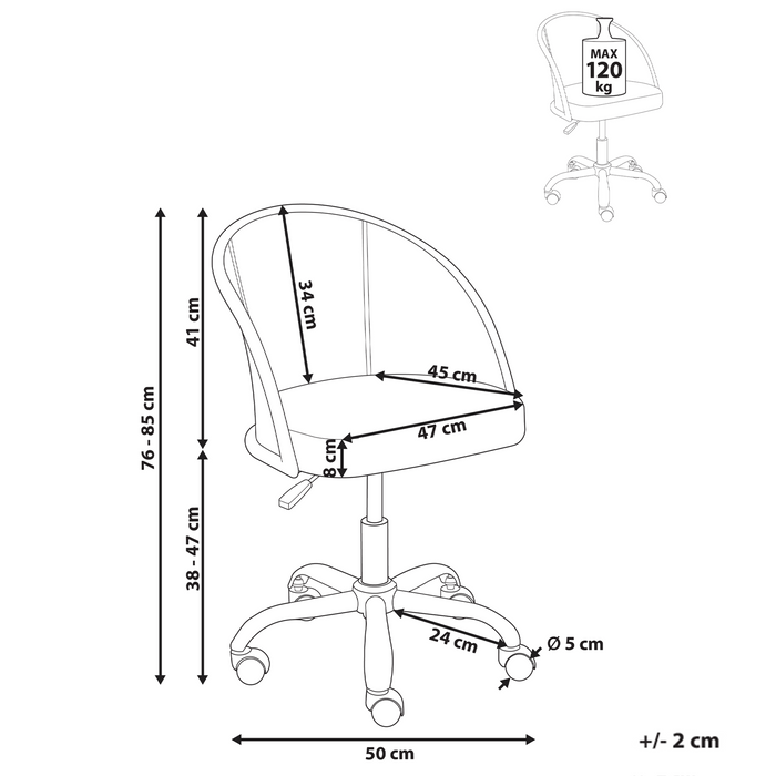 Beliani - BALTIMORE - Bureaustoel - Zwart - Kunstleer