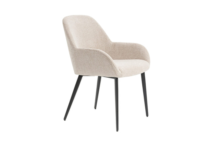 Eetkamerstoelen set van 4 met armleuning - Levi - Beige - Stof