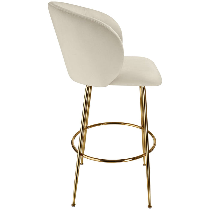 tectake® Barkruk Luana, met rugleuning, fluweellook - Set van 4