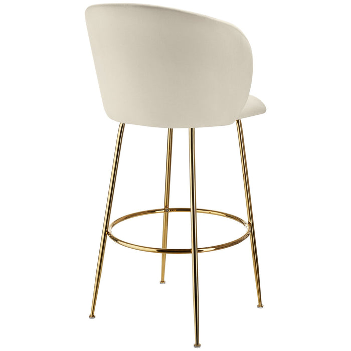 tectake® Barkruk Luana, met rugleuning, fluweellook - Set van 4