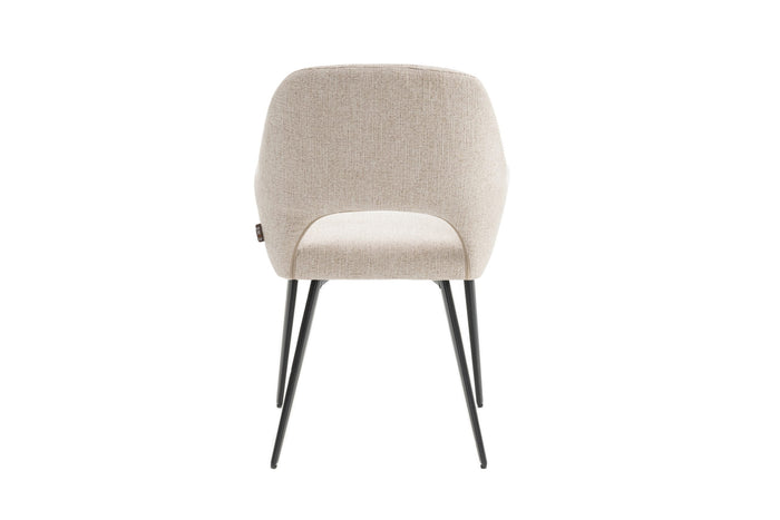 Eetkamerstoelen set van 4 met armleuning - Levi - Beige - Stof