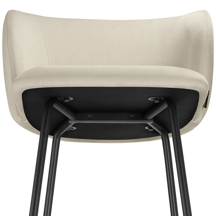 tectake® Barkruk Luana, met rugleuning, fluweellook - Set van 2