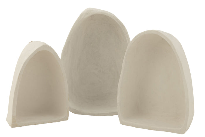 J-Line wandrek - papier maché - wit - 3 stuks