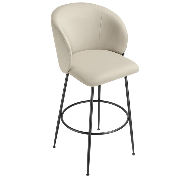 tectake® Barkruk Luana, met rugleuning, fluweellook - Set van 2