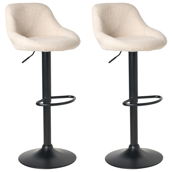 Beliani - MEDULIN - Barkruk set van 2 - Lichtbeige - Bouclé