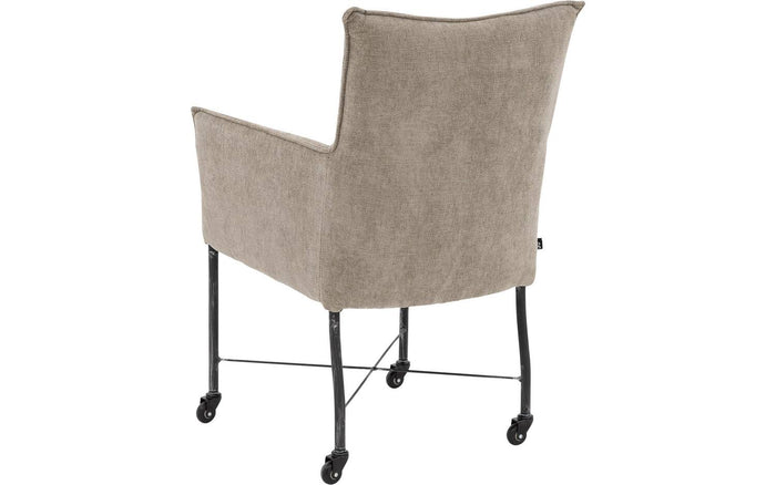 Goossens Eetkamerstoel Erik - Textiel met armleuning