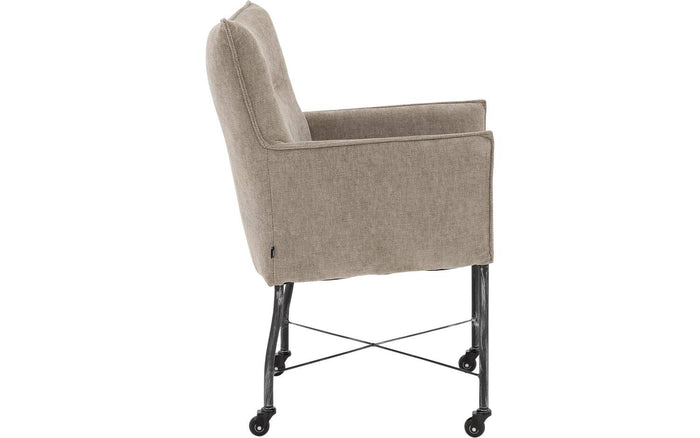 Goossens Eetkamerstoel Erik - Textiel met armleuning