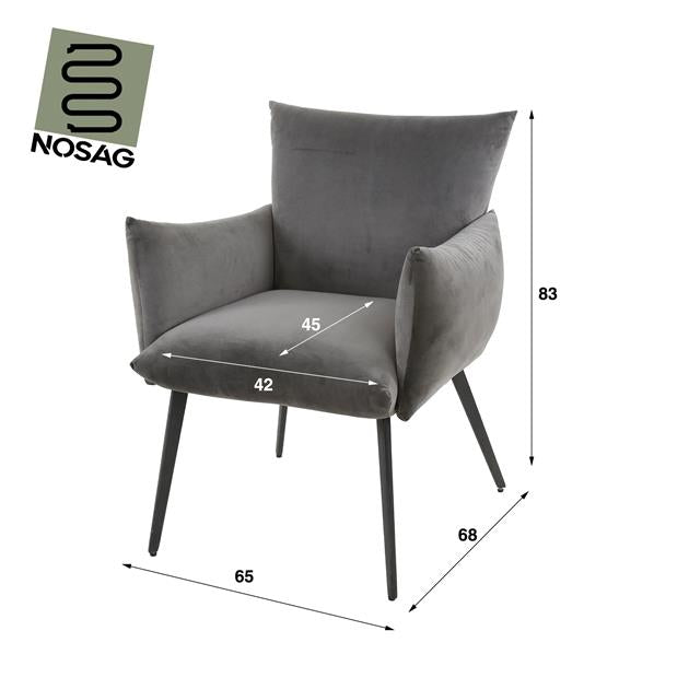 Hoyz Collection - Eetkamerfauteuil Lobby - Antraciet Velours
