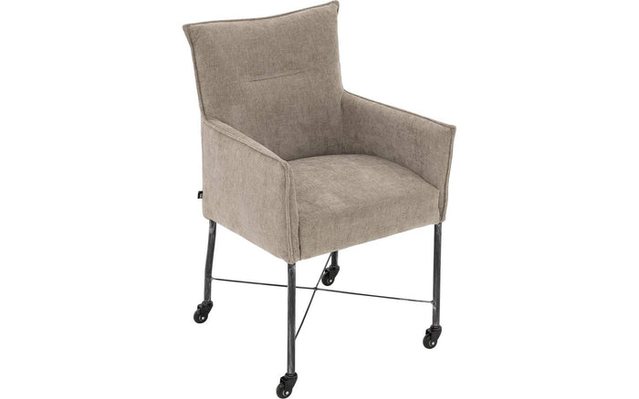 Goossens Eetkamerstoel Erik - Textiel met armleuning