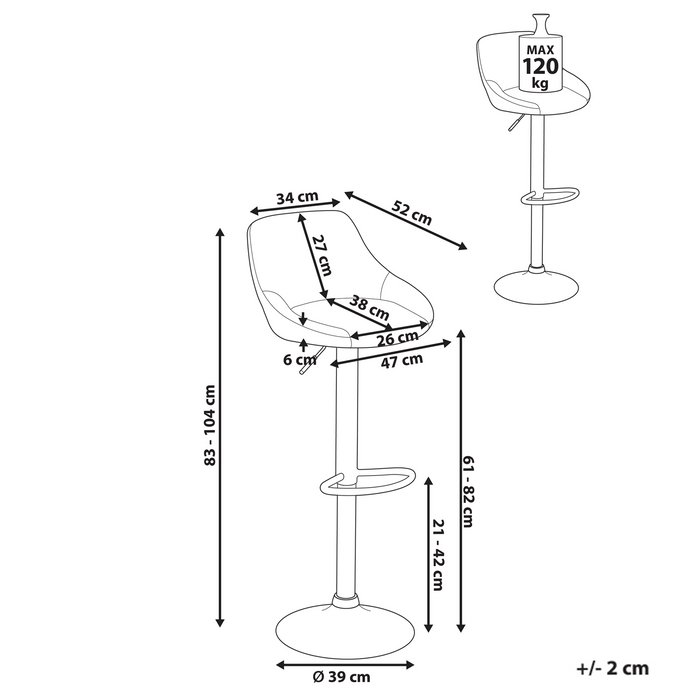 Beliani - MEDULIN - Barkruk set van 2 - Lichtgrijs - Stoffen