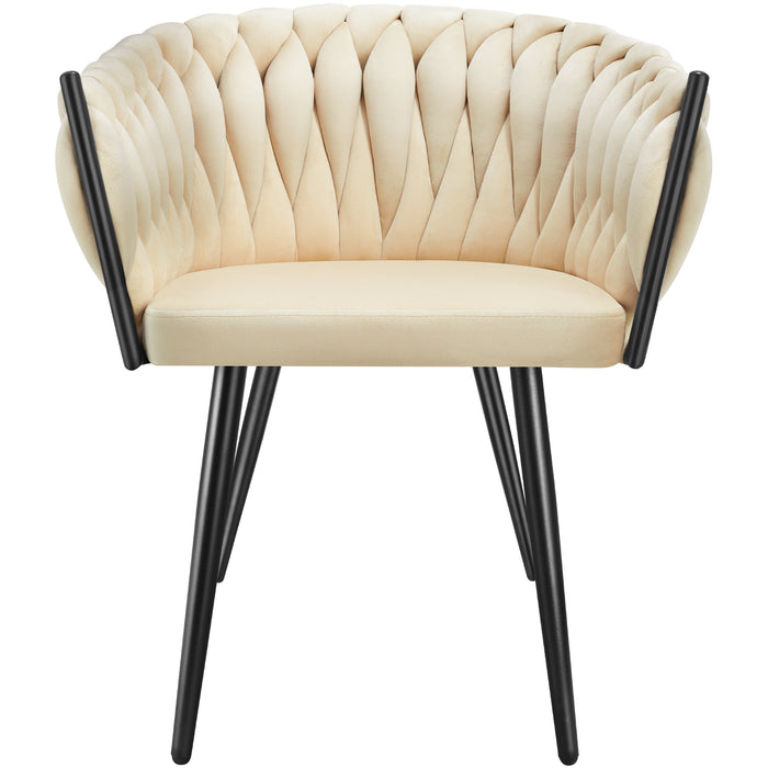 tectake® Set eetkamerstoelen Astano fluweel, knoopdesign - Set van 6