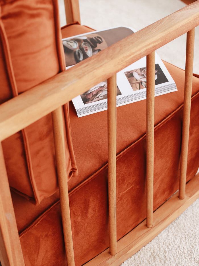 Giga Meubel - Schommelstoel Rood Stof|Hout - 65x71x80cm - Sallanan