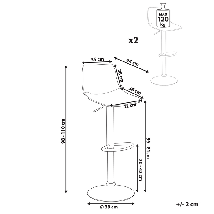 Beliani - LEBRIJA - Barkruk set van 2 - Lichtbeige - Kunstleer