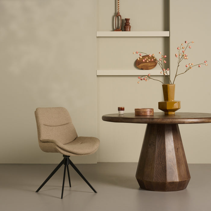 Eetkamerstoel Notion - Beige|Bruin - Textiel | Metaal