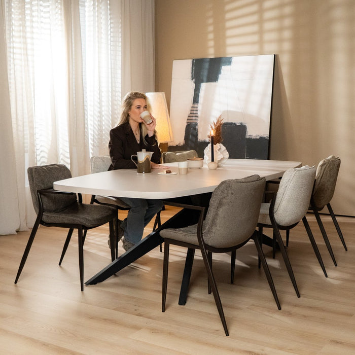 Bronx71 Eetkamerstoel Trevi gemêleerd off white|bruin