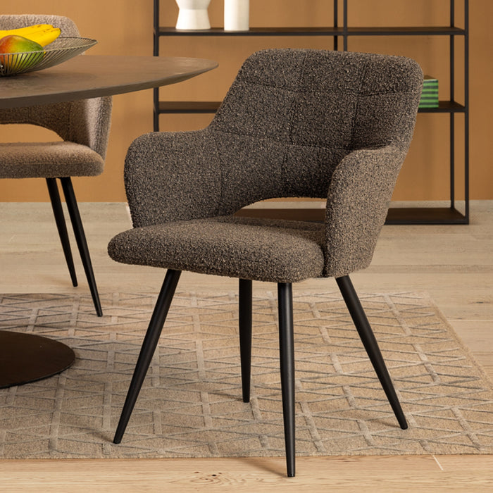 Eetkamerstoel Ziggy - Bruin - Textiel - 61x86x63cm (BxHxD)