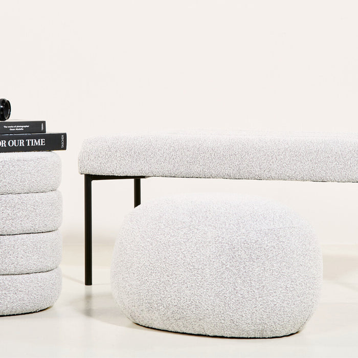 Giga Meubel - Poef Naturel Bouclé - 40x40x42cm - Lune