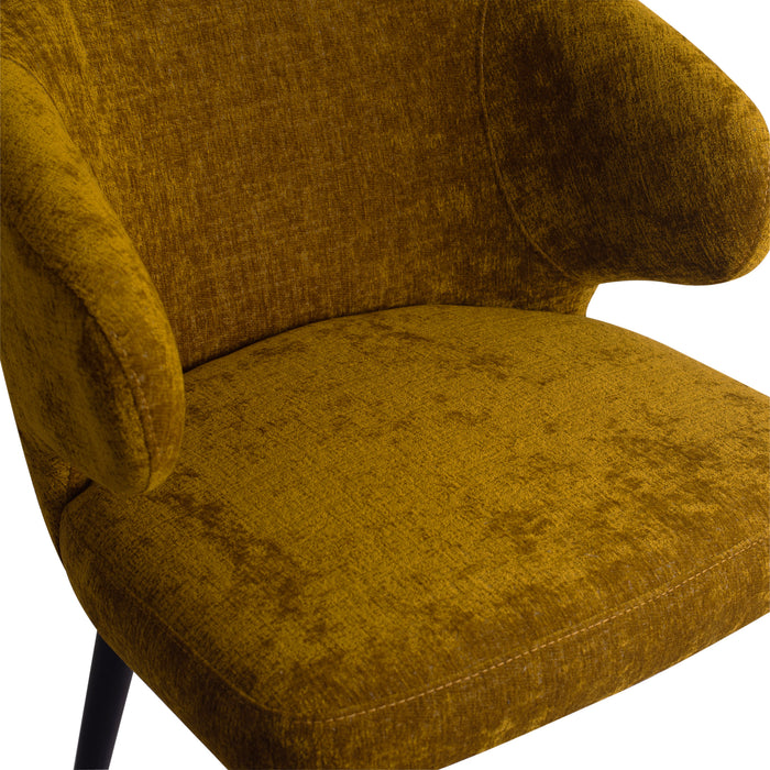 PTMD Fiori Yellow 6057 Dining Chair Black Wood Legs