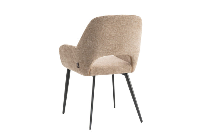 Eetkamerstoelen set van 2 met armleuning - Levi - Taupe - Stof