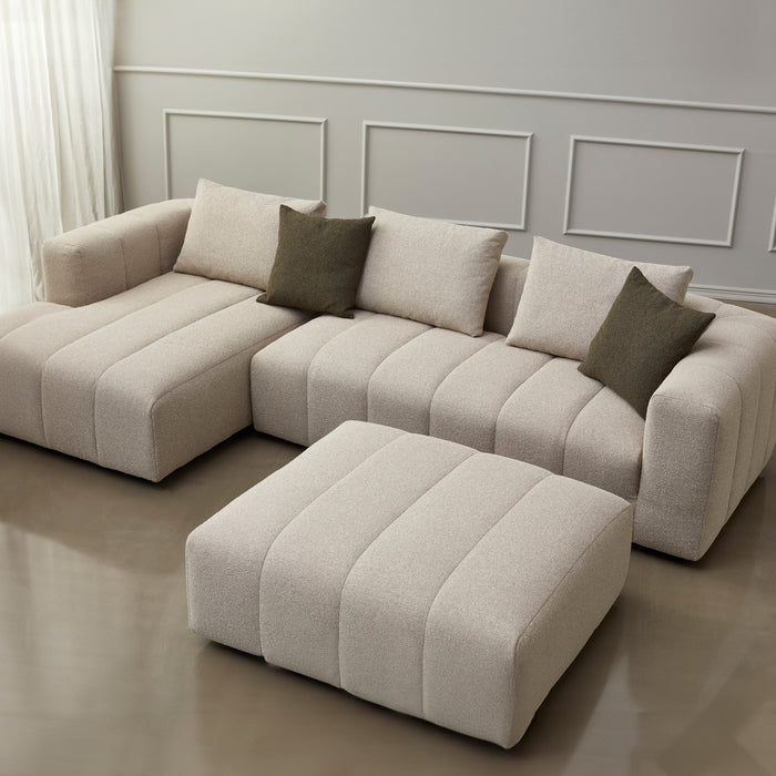 Kragelund Kornum Ottoman Beige Bouclé