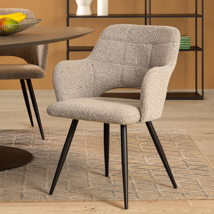 Eetkamerstoel Ziggy - Beige|Bruin - Textiel