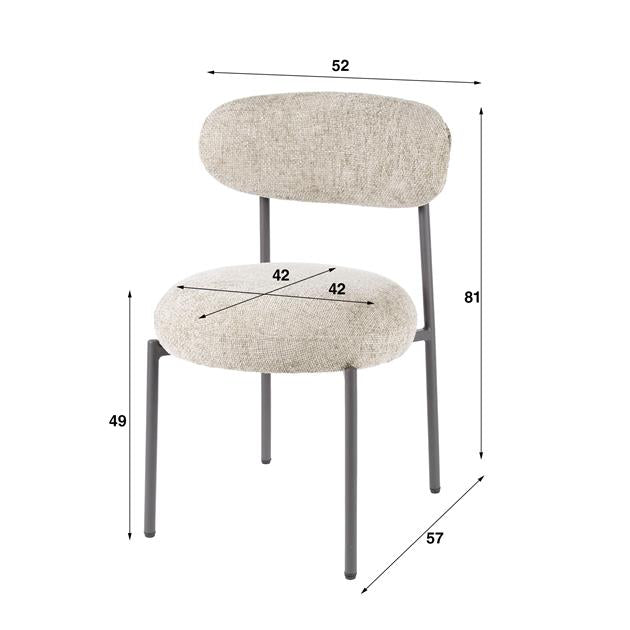 Hoyz Collection - Eetkamerstoel Round - Zandkleur - Set van 2