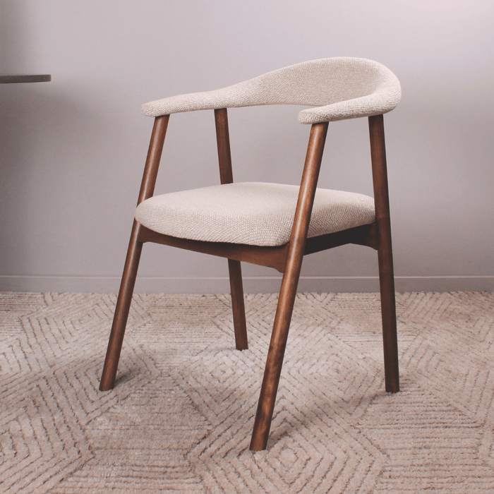 DS4U Quinn eetkamerstoel beige - donkerbruin hout