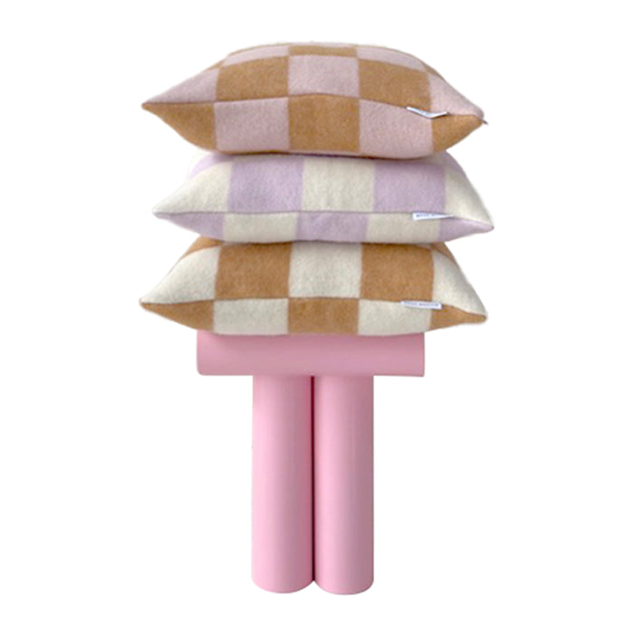 Maison Deux Checkerboard Kussenhoes - Lila / Wit