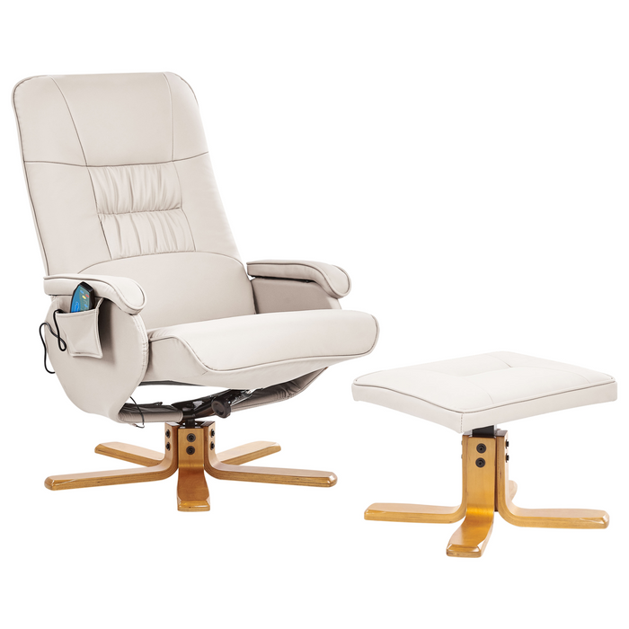 Beliani-RELAXPRO-Relaxfauteuil met voetenbank-Lichtbeige-Kunstleer