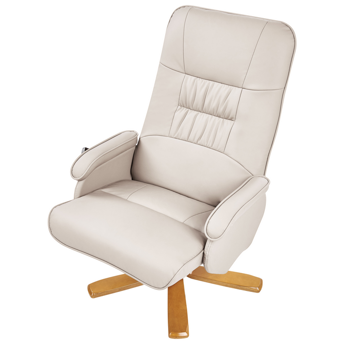 Beliani-RELAXPRO-Relaxfauteuil met voetenbank-Lichtbeige-Kunstleer