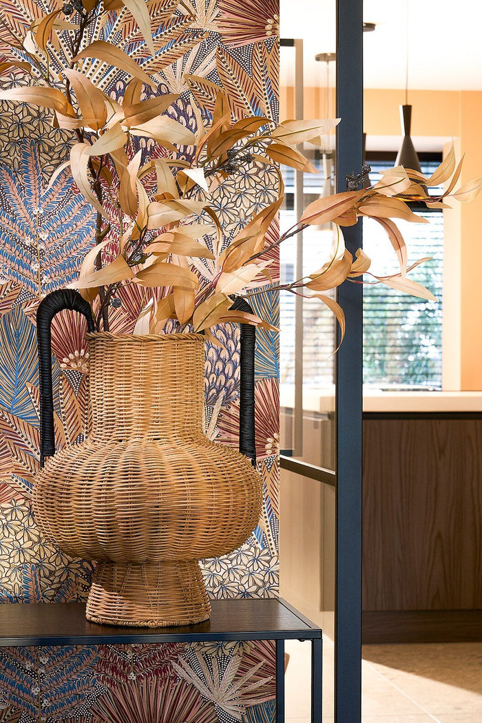 Mica Decorations Loulou Decoratie Vaas - H42 x Ø40 cm - Rotan - Bruin