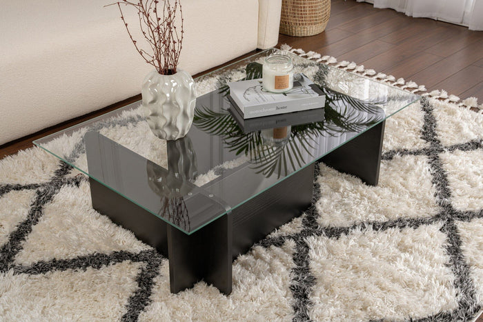 Giga Meubel - Salontafel Rechthoek Glas|Zwart - 105x65x30cm - Flavio