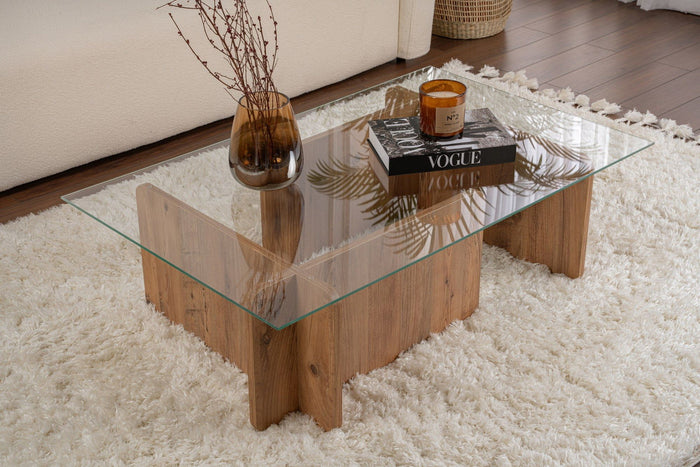 Giga Meubel - Salontafel Rechthoek Glas|Bruin - 105x65x30cm - Flavio