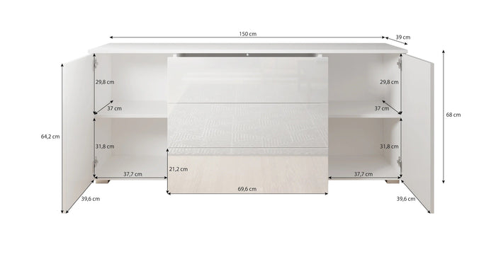 Meubella - Dressoir Pure - Zwart - 150 cm