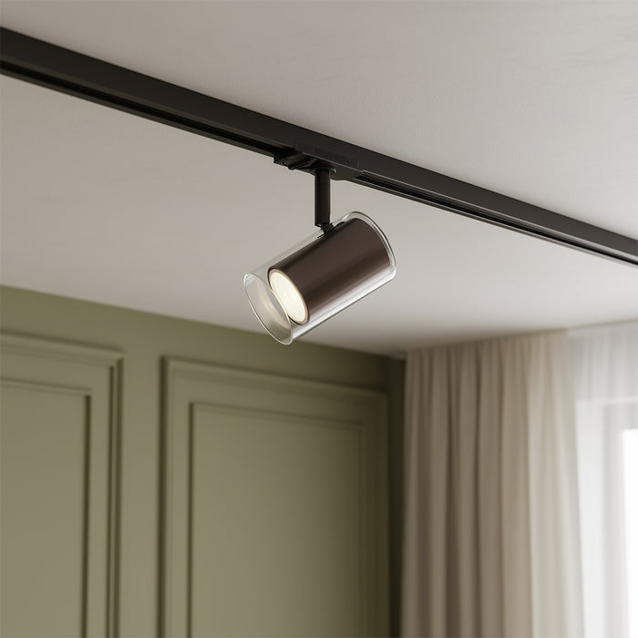 QAZQA Moderne spot donker brons met helder glas voor railsysteem