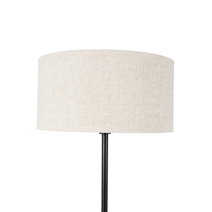 QAZQA Vloerlamp zwart met kap lichtgrijs 50 cm - Simplo