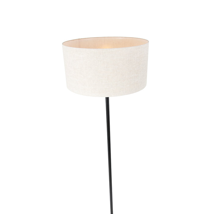 QAZQA Vloerlamp zwart met kap lichtgrijs 50 cm - Simplo