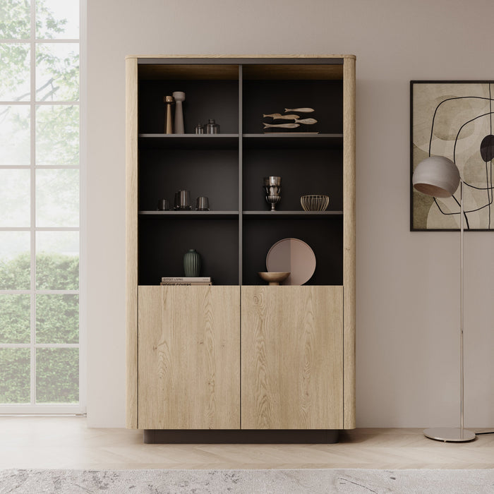 Meubella - Taywan - Boekenkast - Eiken - 113x38x190 cm