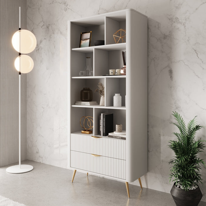 Meubella - Lima - Boekenkast - Wit - 88x38x194 cm