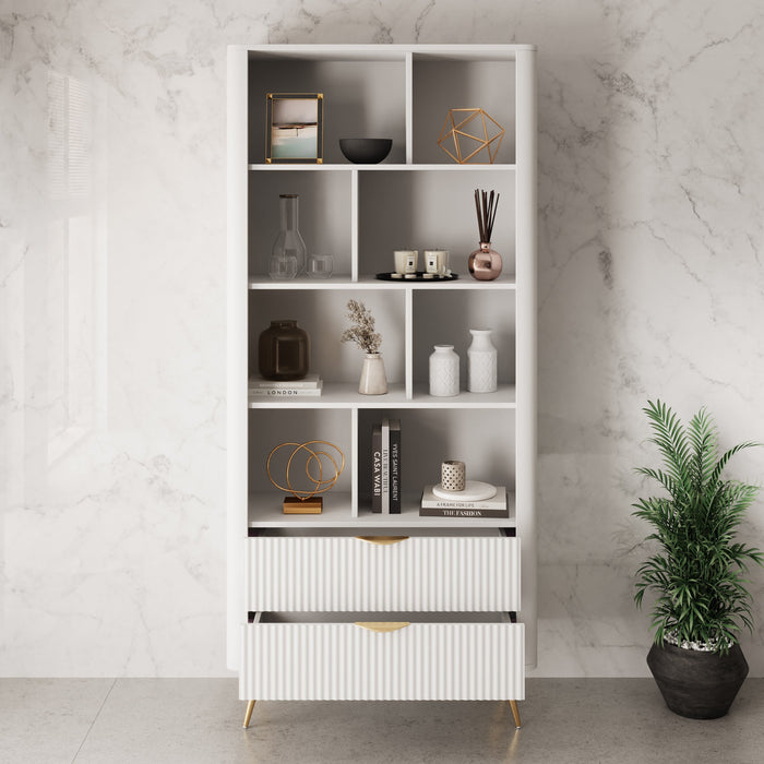 Meubella - Lima - Boekenkast - Wit - 88x38x194 cm