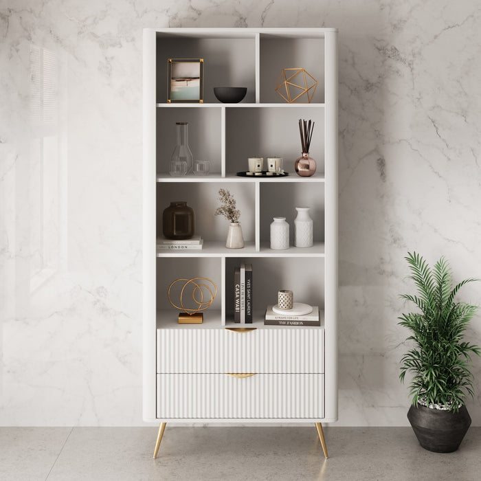 Meubella - Lima - Boekenkast - Wit - 88x38x194 cm