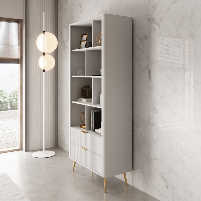 Meubella - Lima - Boekenkast - Wit - 88x38x194 cm