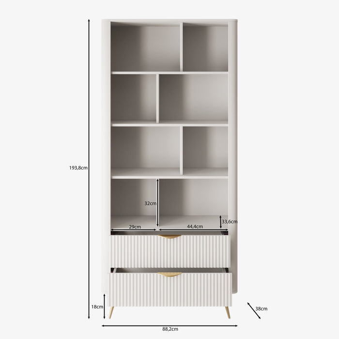 Meubella - Lima - Boekenkast - Wit - 88x38x194 cm