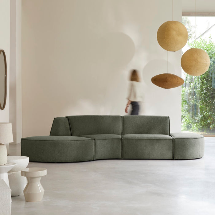 Tikamoon - Dario modulaire 4-zitsbank van groene stof