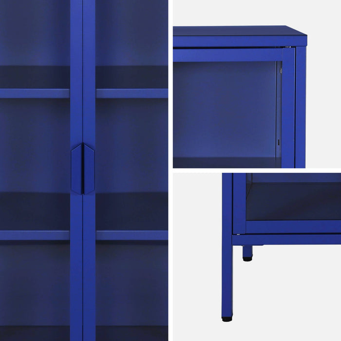 sweeek - Vitrinekast gehard glas en staal 2 deuren 180cm