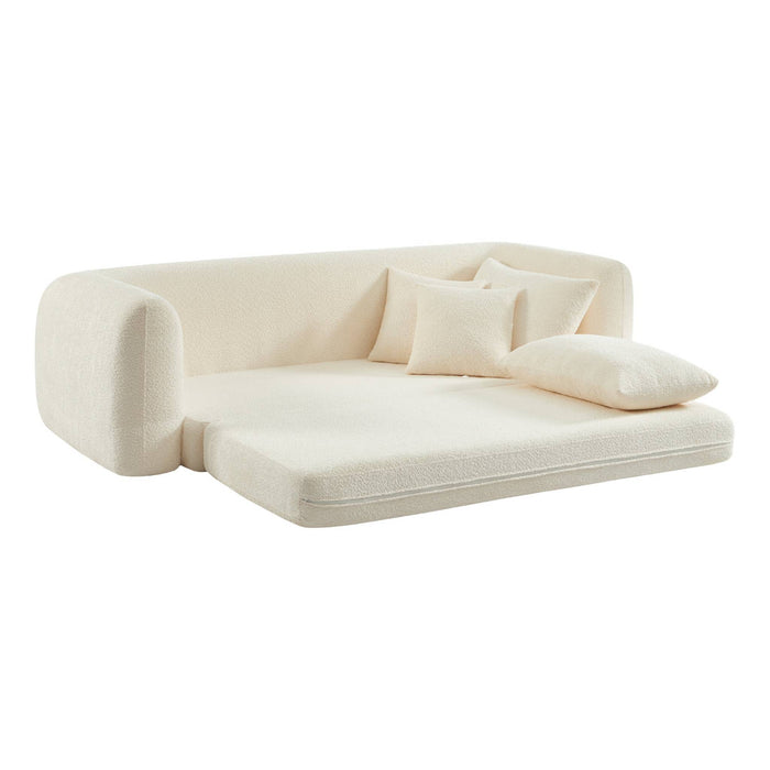 sweeek - 3-zits slaapbank met gestructureerde bouclé