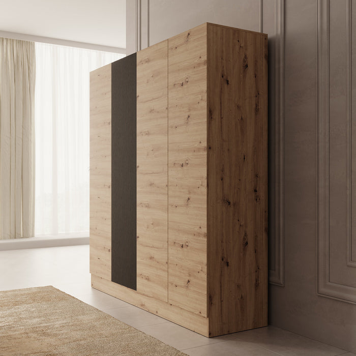 Meubella - Capri - Kledingkast 4-deurs - Eiken - 205x55x220 cm